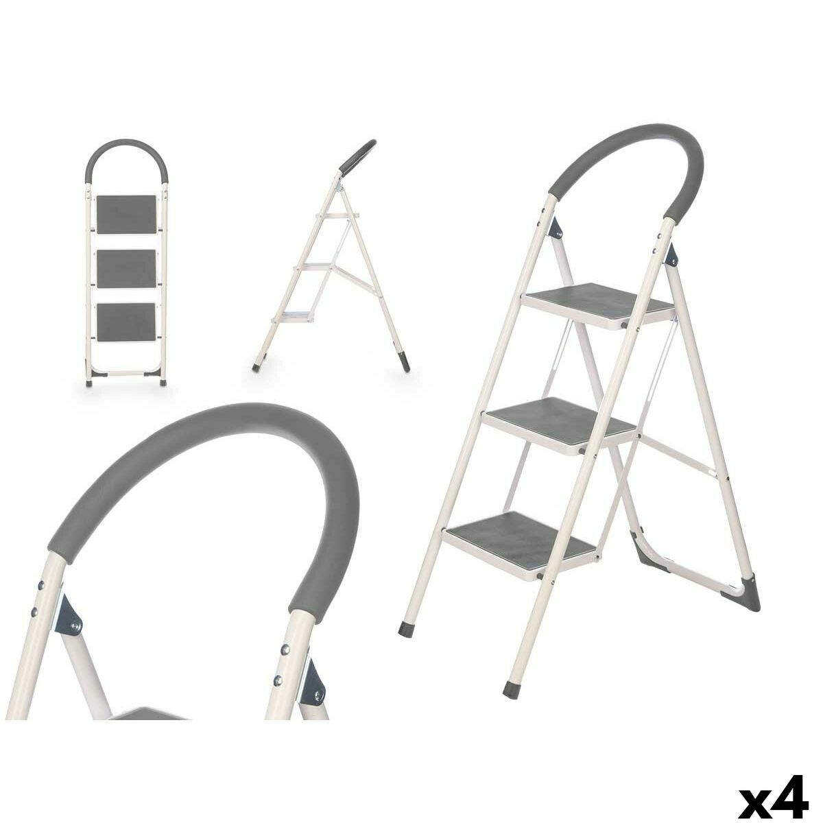 Kipit 3-Stufige Klappleiter Kipit 10109 Grau Stahl 38 X 117 X 5 Cm (4 Stück)
