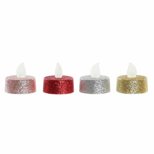 Dkd Home Decor Kerze Dkd Home Decor Led Leicht Rot Silberfarben Rosa Gold Kuchen Weihnachten Glitzernd (4 X 4 X 5 Cm) (4 Stück)